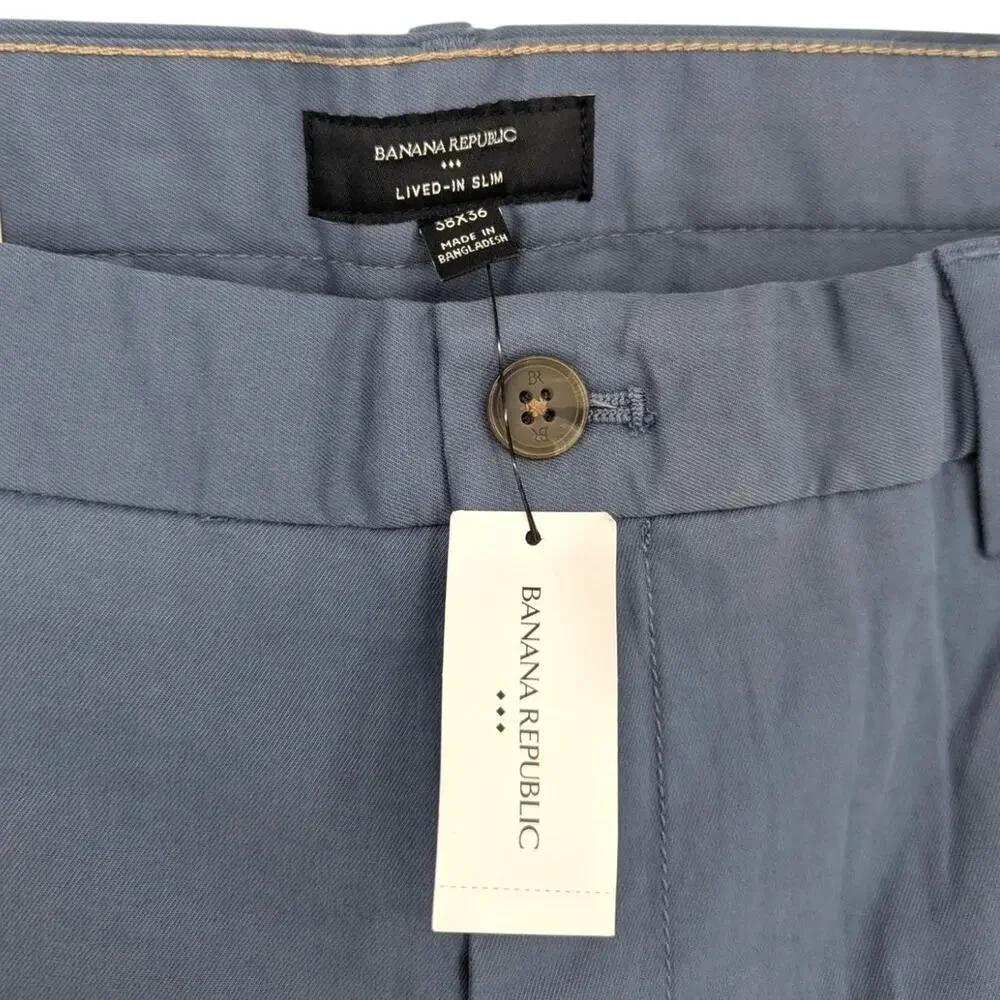 Banana Republic Lived-In Slim Chino Pants Men’s 38x36 Blue NWT
